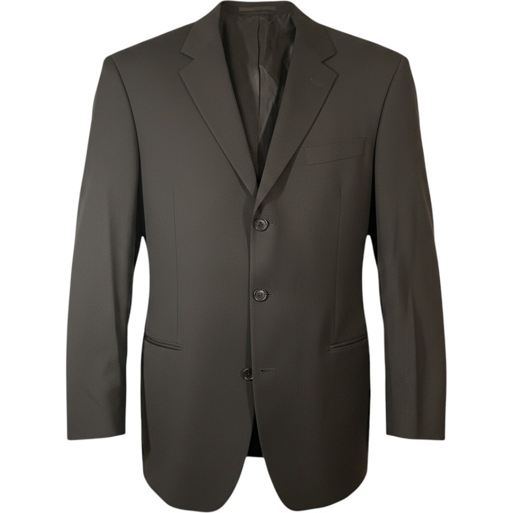 Hugo Boss Einstein Sigma Mens 44L Virgin Wool 3 Button Blazer Jacket Dark Gray